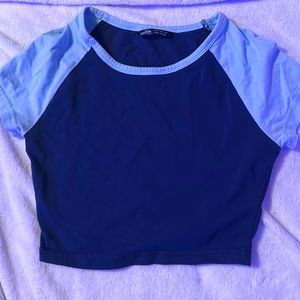 Shein crop top dark blue and light blue